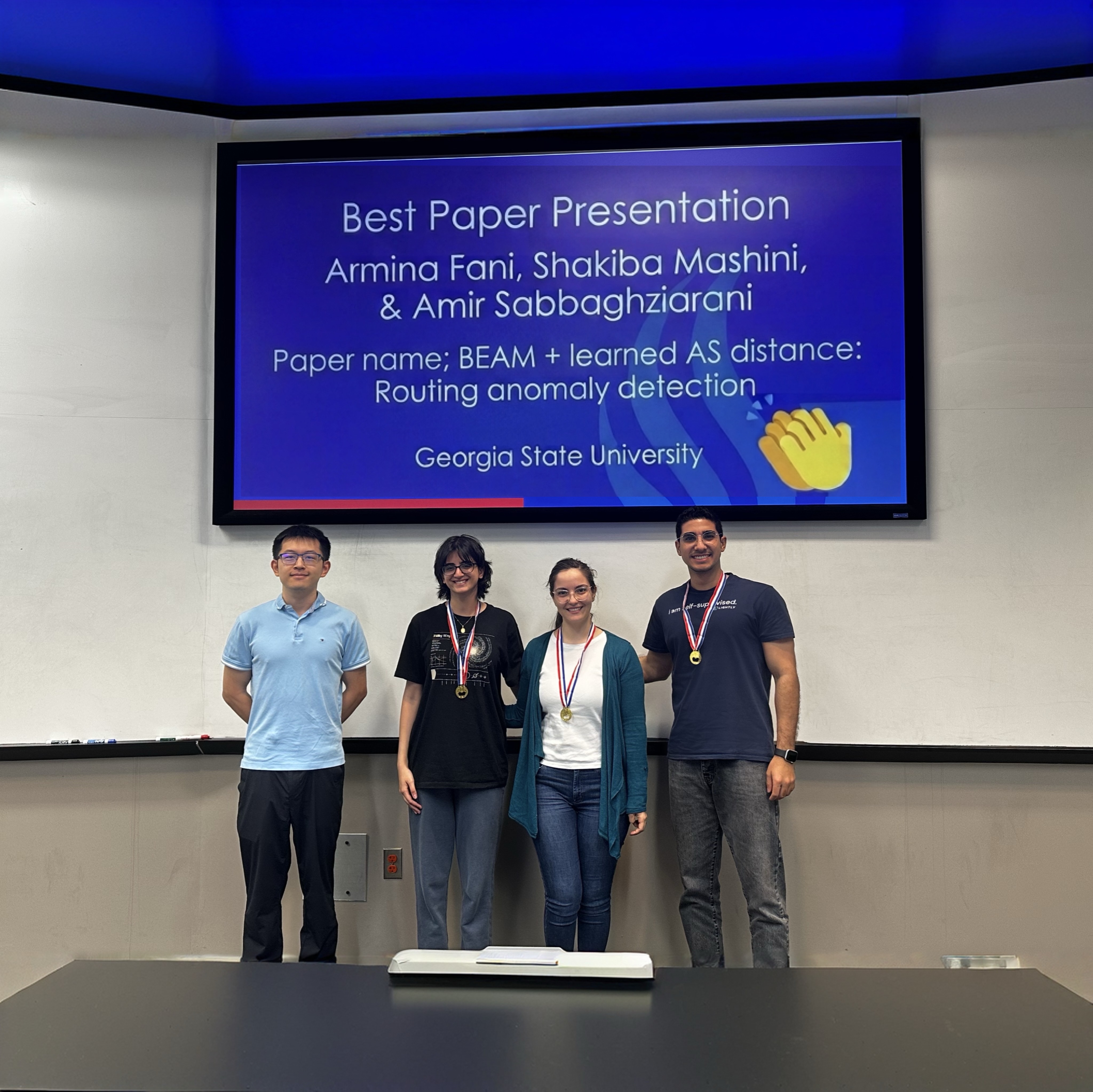 Best paper presentation award in Advanced Computer Networks at Georgia State University