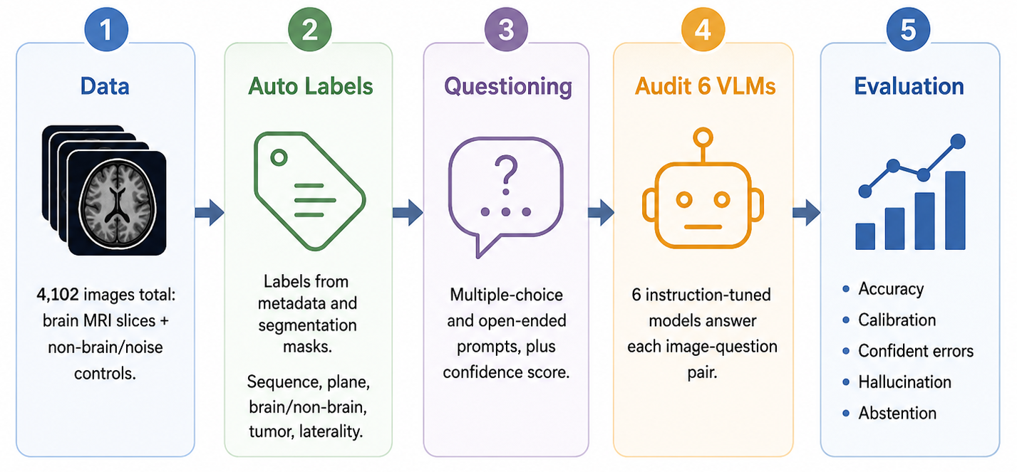 Confident but Unreliable brain MRI VLM audit pipeline
